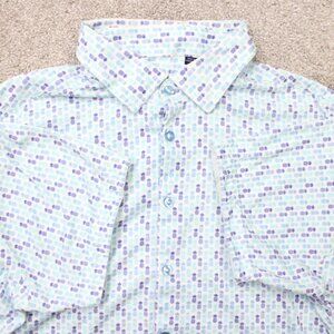 Stone Rose AOP Shirt Men Small Blue Pineapple All Over Print Cotton Short Sleeve
